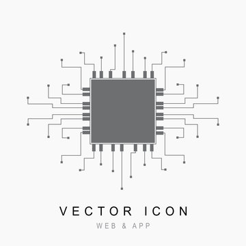 Circuit Chip icon. Processor line vector icon for websites and mobile flat design. Chip processor icon isolated in flat style. vector illustration