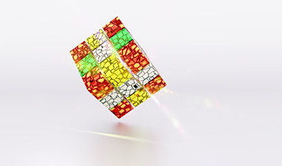 Fototapeta na wymiar 3D rendering of crystallized magic cube