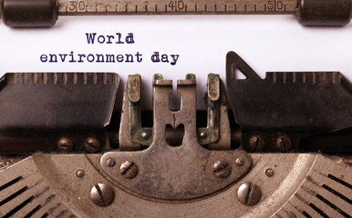 World environment day, written on an old typewriter