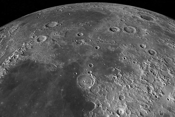 Mare Serenitatis in the lunar surface of the moon, 3d rendering © Manuel Mata