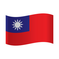 Taiwan flag waving form on gray background. Vector illustration.