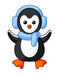 Penguin Cute Cartoon Icon Winter Season