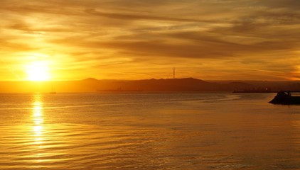 San Francisco bay at sunset from Alameda
