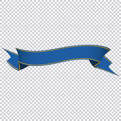 blue ribbon banner on transparent background