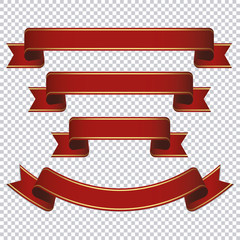 red ribbon banner set on transparent background