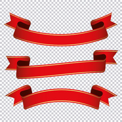 red ribbon banner set on transparent background