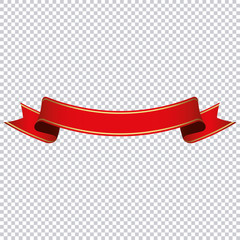 red ribbon banner on transparent background