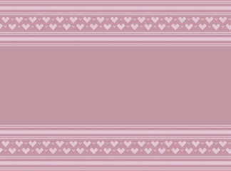 ノルディック柄の背景素材　ハート　ピンク