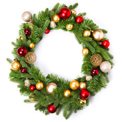 Fototapeta na wymiar Beautiful Christmas wreath on white background