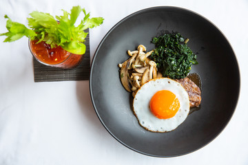 Beef Steak with Eggs main food set