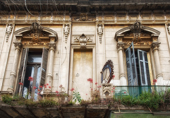 Windows in Buenos aires. Decoreted windows in Monserrat district.