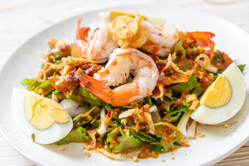 Wing Bean or Betel Nuts Spicy Salad with Prawns and Shrimps