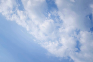 Background in the form of a clear sky with white clouds. The concept of a bright future. Clean and light. Divine essence.