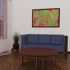 Interior corner with couch and table