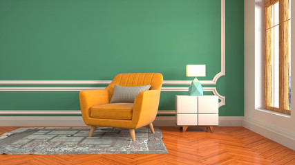 interior with chair. 3d illustration