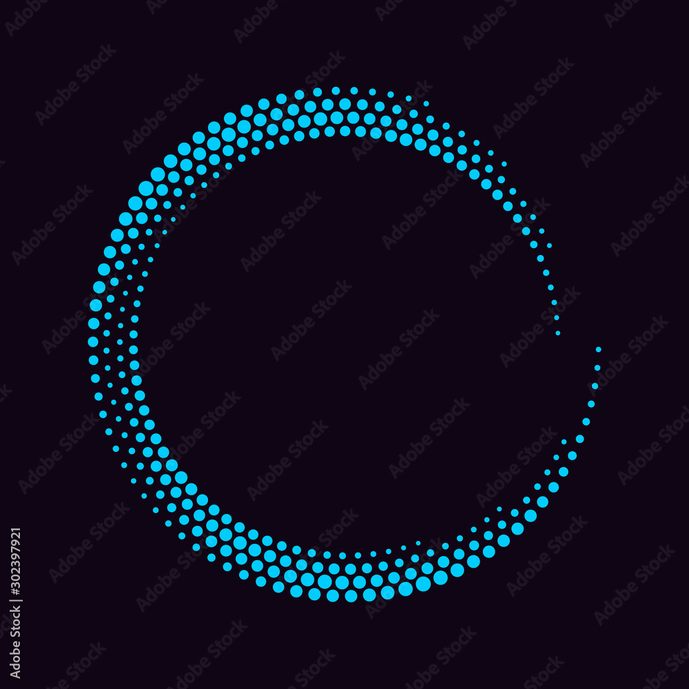 Poster Modern abstract background. Halftone dots in circle form. Round logo. Vector dotted frame. Design element or icon.