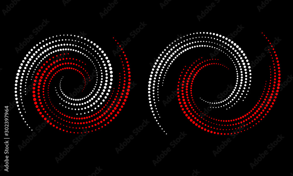 Wall mural Abstract dotted vector background. Halftone effect. Spiral dotted background or icon. Yin and yang style