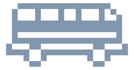 Bus or coach icon in a pixel 8 bit video game art style