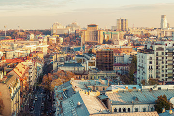 Fototapeta na wymiar Aerial view of Kyiv city, center district with Maidan Nezalezhnosti, Ukraine