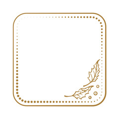 Fototapeta premium Vector square dotted frame with Christmas holly decoration.