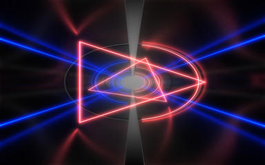 abstract architecture tunnel with neon light. 3d illustration