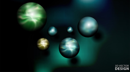 Realistic 3d ball vector illustration. sphere in dark background