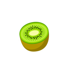 Kiwi, half fruit. Vector illustration cartoon flat icon isolated on white.