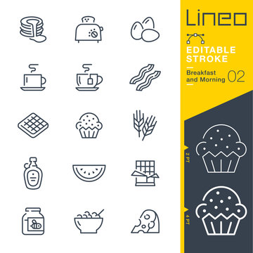 Lineo Editable Stroke - Breakfast and Morning line icons