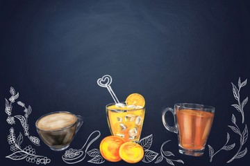 cup of tea with lemon on wooden background