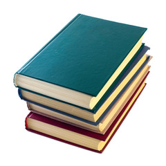 stack of four books isolated on the white background