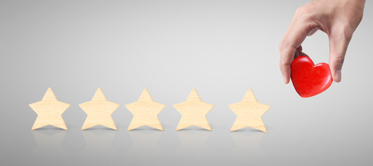 Hand of putting increase wood five star shape