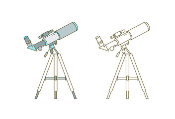 Telescope on tripod linear vector icon © Good Studio