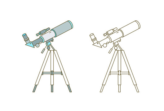 Telescope on tripod linear vector icon