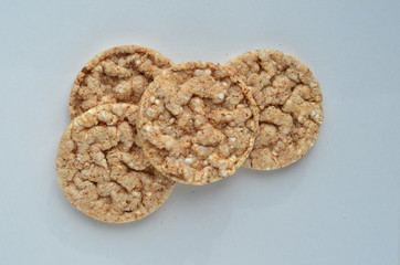 crispbread from wheat on white background