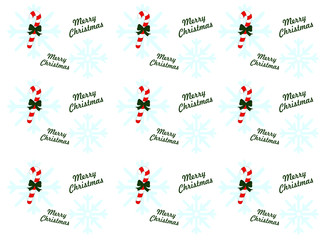 Christmas candy and gifts on a white background, pattern