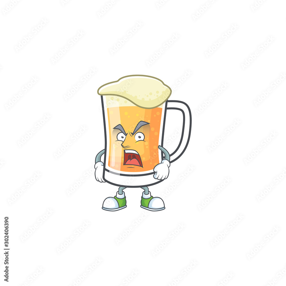 Sticker Mug of beer alcohol in angry cartoon