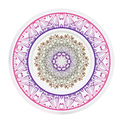 Decorative round ornament. Frame decoration with floral mandala. Vector illustration