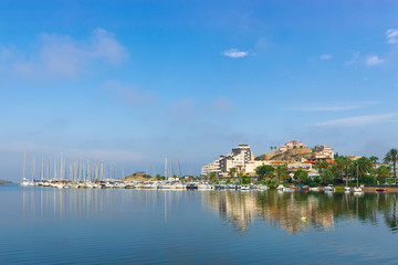 Fototapeta premium Port on La Manga del Mar Menor in sunny day. Murcia, Spain