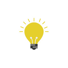 bright light bulb idea icon flat style