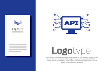 Blue Computer api interface icon isolated on white background. Application programming interface API technology. Software integration. Logo design template element. Vector Illustration
