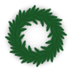 Traditional green Christmas wreath. Christmas fir decoration. Vector illustration