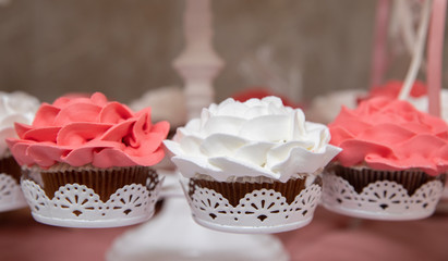 White and Pink Cupcakes.