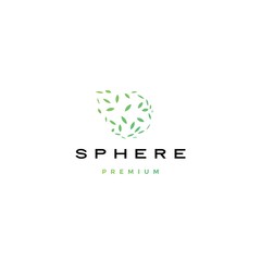 sphere digital globe circle round leaf leaves spread 3D logo vector icon illustration
