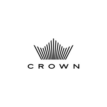 crown logo vector icon illustration line stripes style