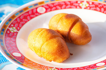 Chinese steamed bun or mantou In a plate on the table.