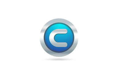C alphabet letter blue metal logo icon design for company or business