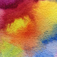 Watercolor abstract bright colorful textural background handmade . Painting of sky and clouds during sunset . Modern cosmic pattern . Shine