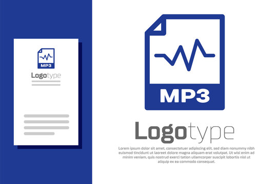 Blue MP3 file document. Download mp3 button icon isolated on white  background. Mp3 music format sign. MP3 file symbol. Logo design template  element. Vector Illustration Stock Vector | Adobe Stock