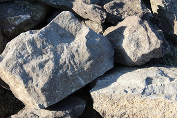 pile of broken bricks and asphalt. construction waste