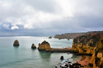 Algavre beach on a cloudy morning